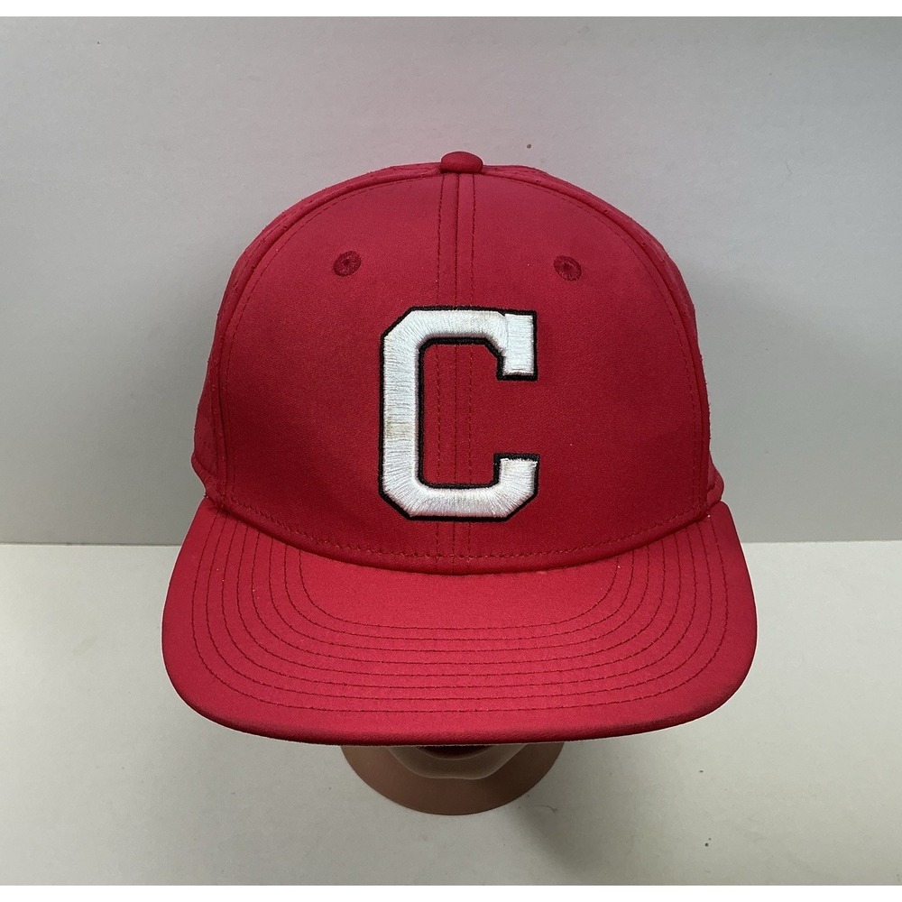 MLB Cleveland Indians Hat Game Pro Sz L Red Baseball Block C Logo Sports Fitted